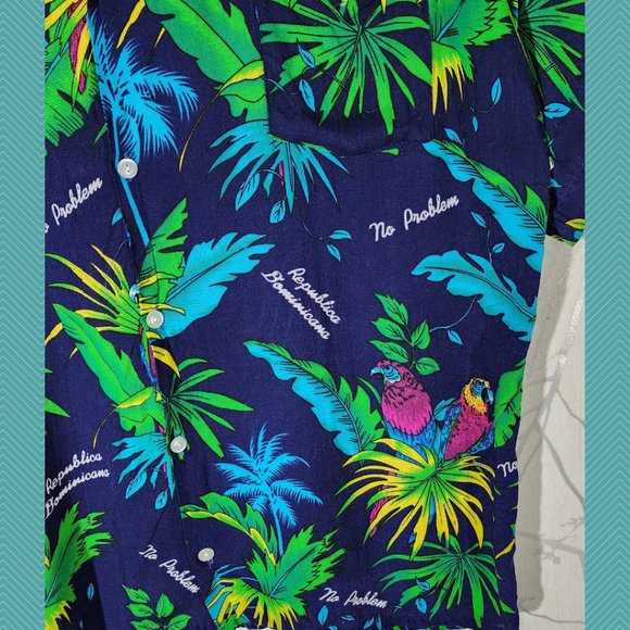 Arena Rainbow Colorful Tropical Printed 100% Cotton Button Front Camp Shirt - Picture 2 of 4